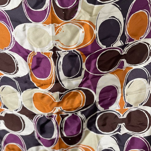 COACH “Ashley” Hand drawn design Monogram Square Silk Scarf - Picture 3 of 8